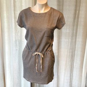 Lou & Grey cotton striped drawstring mini dress
